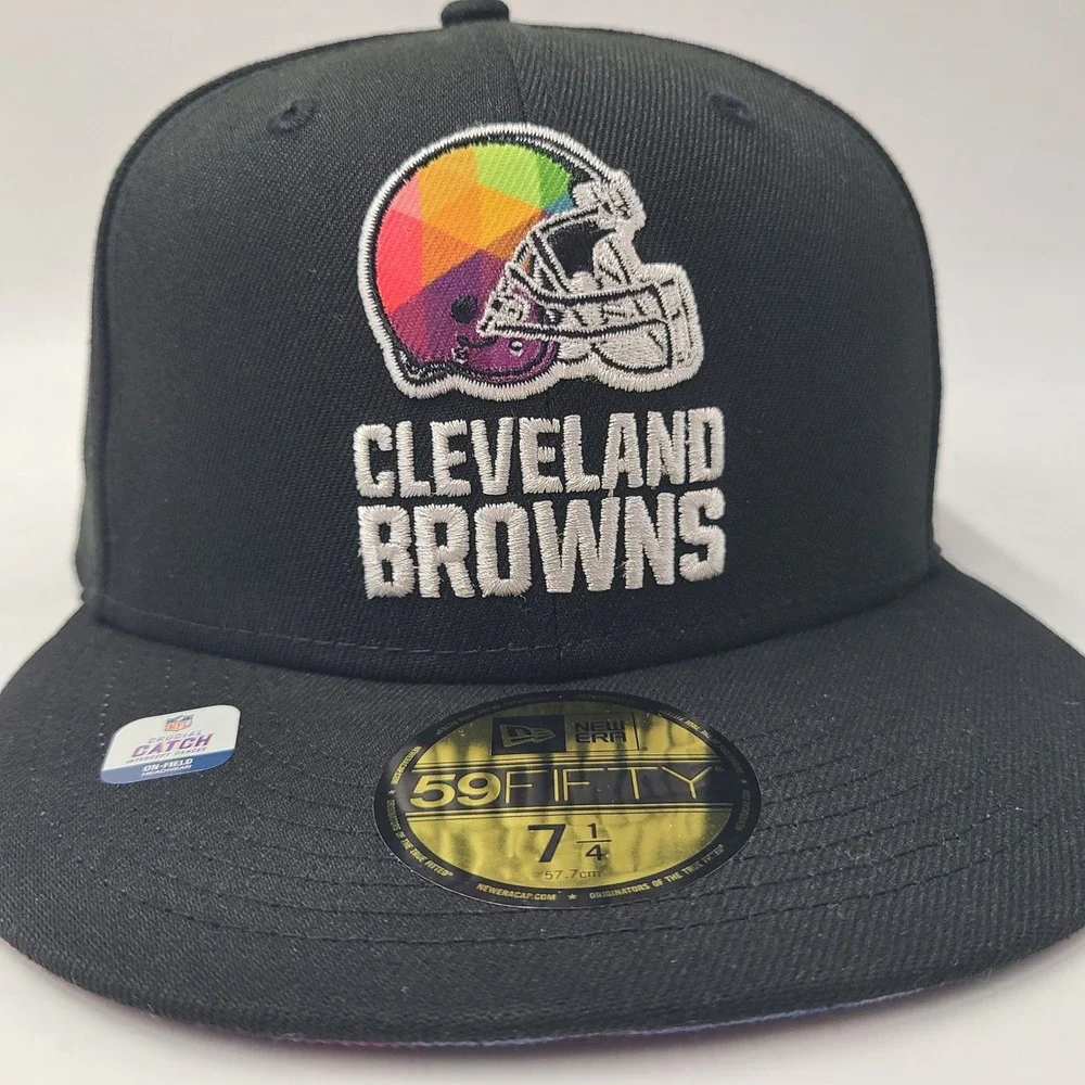 Cleveland Browns Hat Fitted (Seems 7 3/8) New Era 59Fifty Black Crucial Catch